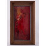 Framed painting titled 'Dance Figures [5]' 1960, oil on board, 63cm x 36cm, study for mural in