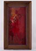 Framed painting titled 'Dance Figures [5]' 1960, oil on board, 63cm x 36cm, study for mural in