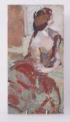 Unframed painting titled ' Jean (study)' c.1950, oil on board, 39cm x 21cm