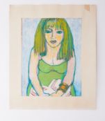 Unframed pastel on cardboard - untitled 'Vic' 1980s, 50cm x 38cm