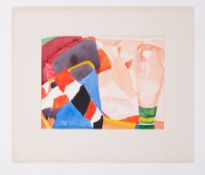 Unframed w/c on paper titled ' Part Figure with Striped Scarf (3)' 1975, w/c on paper , 25cm x 32cm