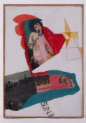 Glazed frame 'Collage' 1971, strawboard, acrylic and paper, 62cm x 45cm
