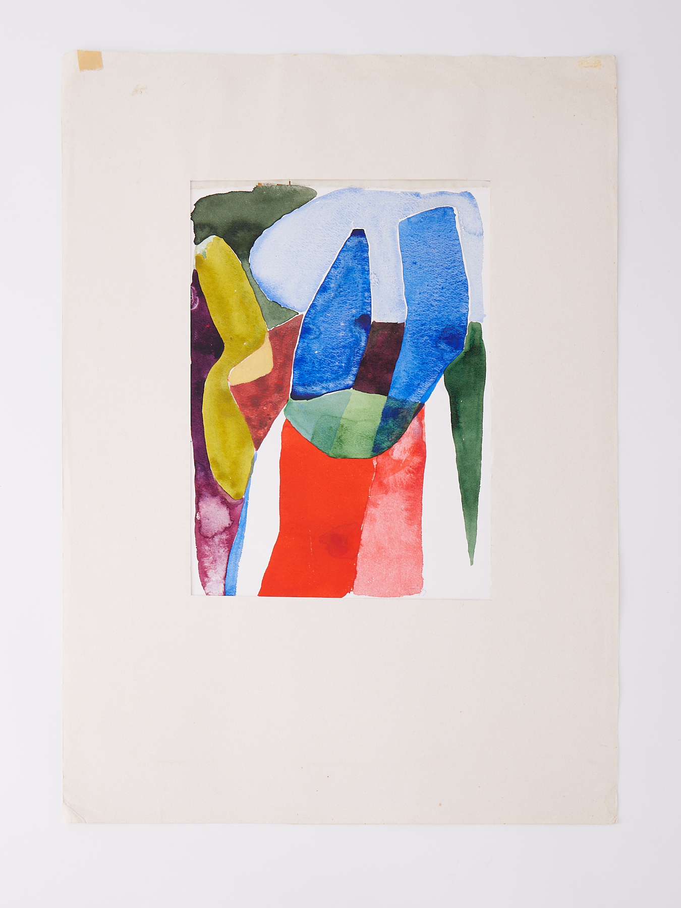 Unframed w/c on paper titled 'Flag Apron with Brush & Pan (2)' 1977, w/c on paper , 32cm x 24cm