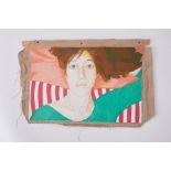 Unframed canvas, 'Portrait on Katrina', c1975, oil/acrylic on canvas, 50 x 76cm.