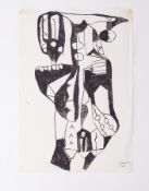 Unframed pen on paper - untitled 'Black Pen abstract' 1990s, unframed pen on paper, 63cm x 44cm