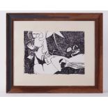 Framed painting sketch for 'Two Women Prone and Sitting' 1992/3, felt pen on paper, 53cm x 64cm