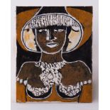 Unframed painting titled ' Black Hecate' 1995, canvas, 51cm x 41cm