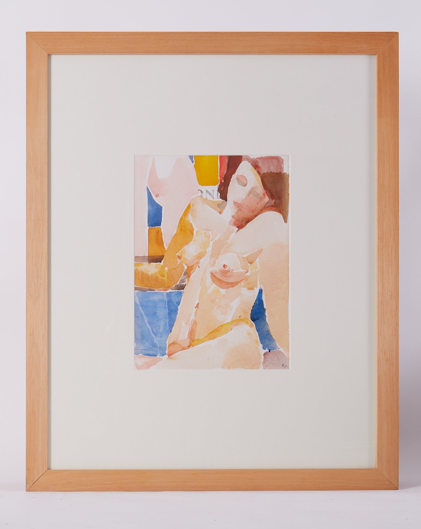 Perspex frame, Untitled Nude, c1979, watercolour on paper, 54 x 40cm.