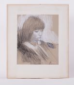 Framed painting titled ' Andrea ' 1980, pastel on paper, 55cm x 46cm