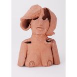 An unglazed clay sculpture, untitled Female Study, height 28cm