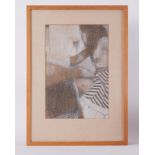 Glazed frame, Conte study, 1970s, pastel on board, 67cm x 48cm