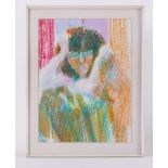 Framed drawing titled ' Study of a girl (Katrina)' 1979, oil pastel on paper , 60cm x 47cm