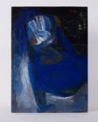 Unframed painting titled ' Blue Dancer' c.1964, oil on board, 60cm x 43cm