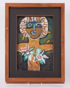 Framed painting titled ' Daphne' 1995, oil on board, 30cm x 20cm