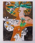 Unframed painting titled ' Daphne' 1996, oil on board, 82cm x 61cm
