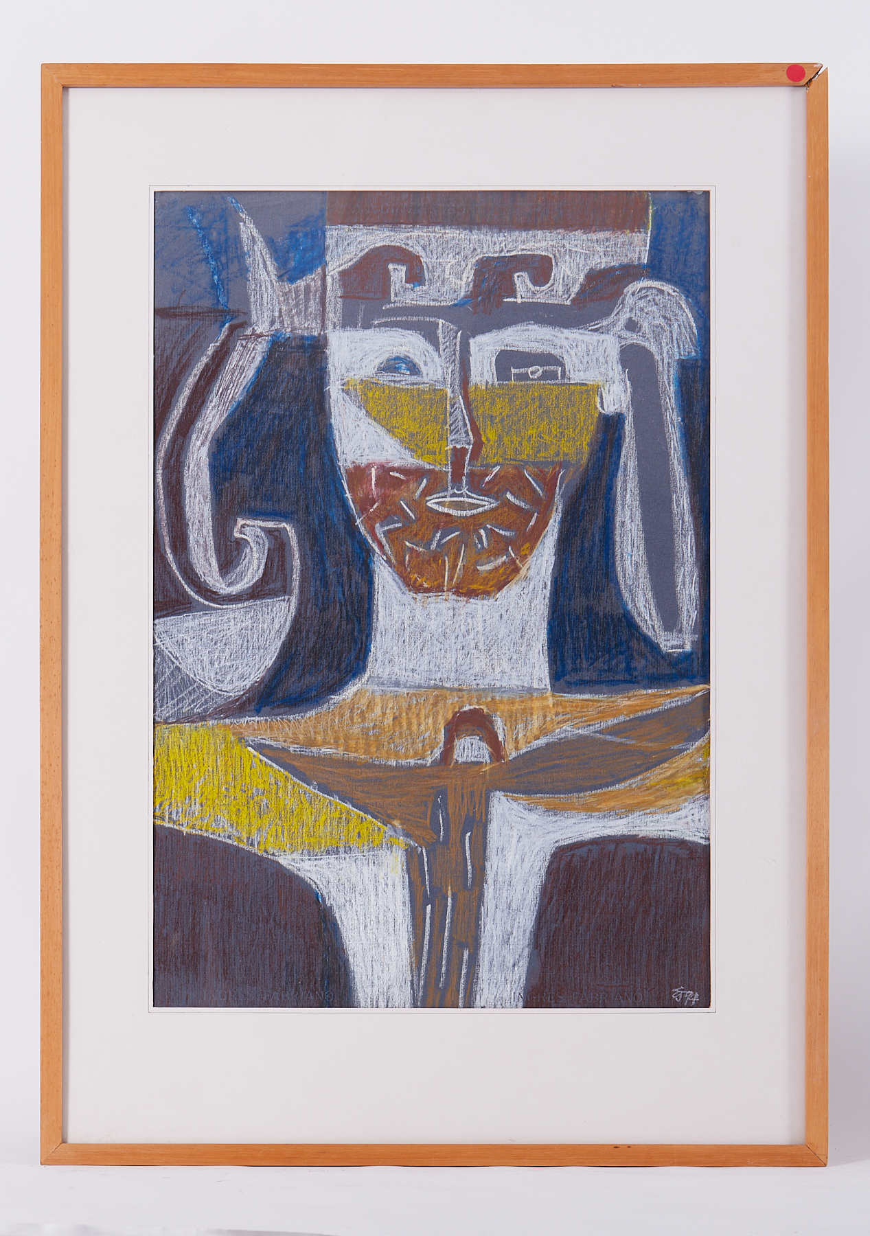 Glazed frame 'Deity' 1991, oil pastel, 93cm x 66cm