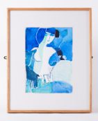 Framed painting titled ' Projections on a Figure (IV)' 1993, w/c on paper, 32cm x 23cm