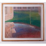 Glazed frame 'Car Roof and Buildings', c1978, pastel, 82 x 93cm.