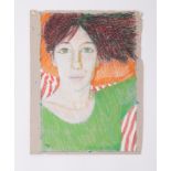 Unframed pastel on paper - untitled 'Katrina face' c.1979, unframed pastel on paper , 46cm x 30cm