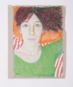 Unframed pastel on paper - untitled 'Katrina face' c.1979, unframed pastel on paper , 46cm x 30cm
