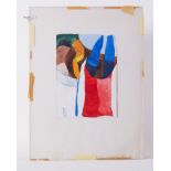 Perspex covered, 'Flag Apron with Brush & Pan' , 1977, watercolour, 61 x 46cm.