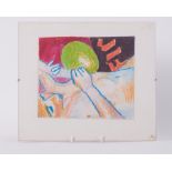 Framed drawing titled 'Figure and Balloon' c.1977, conte on paper, 29cm x 34cm