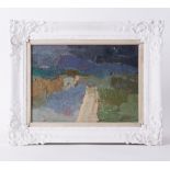 Framed painting titled ' Donegal Landscape (2)' 1962, oil on board, 38cm x 48cm