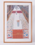 Glazed frame, 'Jubilee Tea Table', 1977, pastel on board, 93 x 66cm.