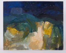 Unframed painting titled ' Landforms, Donegal' 1962, oil on board, 51cm x 63cm