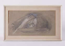 Framed drawing titled ' Sleeping Girl (Ruth)' 1957, conte on paper, 27cm x 47cm