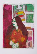 Unframed painting titled ' Mary' c.1985, oil on paper, 45cm x 32cm