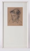 Framed drawing titled ' Young Boy' 1961, conte on paper, 47cm x 27cm