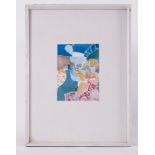 Framed painting titled ' At the Sea Wall' 1990, w/c on paper, 39cm x 30cm