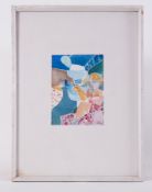 Framed painting titled ' At the Sea Wall' 1990, w/c on paper, 39cm x 30cm