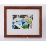 Framed painting titled ' Projections on a Figure (I)' 1991, w/c and felt pen on photocopy on paper ,