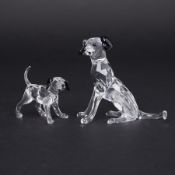 Swarovski Crystal Glass, 'Dalmatian Mother' and 'Dalmatian Puppy', all boxed.