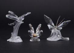 Swarovski Crystal Glass, a small collection of three pieces including Butterfly's, all boxed.