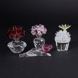 Swarovski Crystal Glass, 'Pink Roses', 'Pink Tulip' etc, boxed.