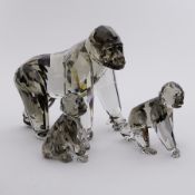 Swarovski Crystal Glass, annual edition Endangered Wildlife 'Gorilla and Cub' 2009, all boxed.