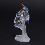 Swarovski Crystal Glass, 'Malachite Kingfishers', boxed.