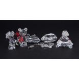 Swarovski Crystal Glass, a small collection of six pieces including Kris Bear 'Johnny - Cowboy',