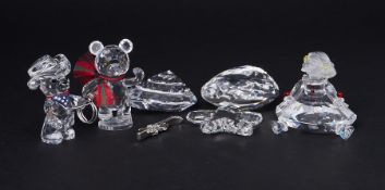 Swarovski Crystal Glass, a small collection of six pieces including Kris Bear 'Johnny - Cowboy',