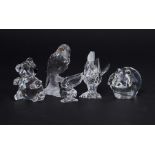 Swarovski Crystal Glass, a small collection of five pieces including 'Hippo', 'Koala' etc, all