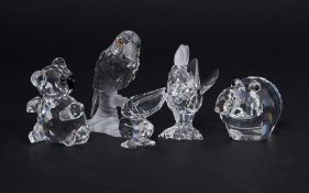 Swarovski Crystal Glass, a small collection of five pieces including 'Hippo', 'Koala' etc, all