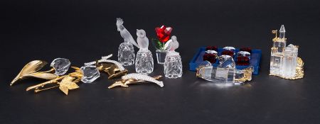 Swarovski Crystal Glass, mixed lot including 'Red Tulip', 'Journeys Chinese Junk (missing stand)'