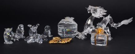 Swarovski Crystal Glass, SCS members pin, 'Mini Seal' etc, all boxed.