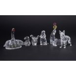 Swarovski Crystal Glass, a small collection of six pieces including 'Elephant - Small', 'Squirrel'