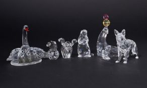 Swarovski Crystal Glass, a small collection of six pieces including 'Elephant - Small', 'Squirrel'