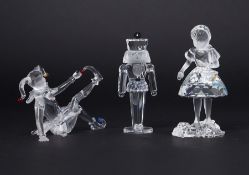 Swarovski Crystal Glass, 'Red Riding Hood', 'Jester' and 'Nutcracker - Soldier', boxed.