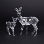 Swarovski Crystal Glass, 'Doe' and 'Fawn', boxed.